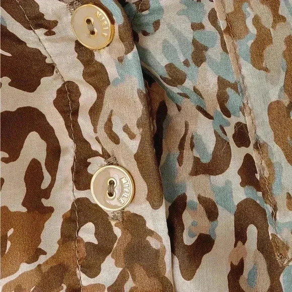 CARLOS MIELE Beige Yellow Gold Leopard Print Ruffle Detail Mini Dress Size XS - Picture 6 of 12